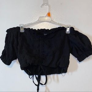 Black scrunched crop top